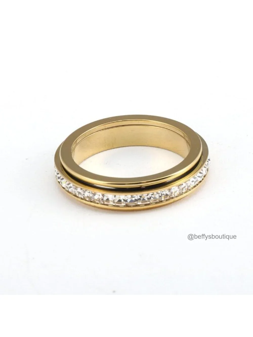Stainless Steel Spinner Fidget Ring for Women Anxiety Relief Band